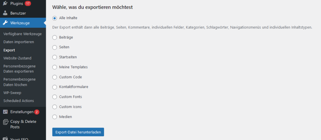 Wordpress-Export